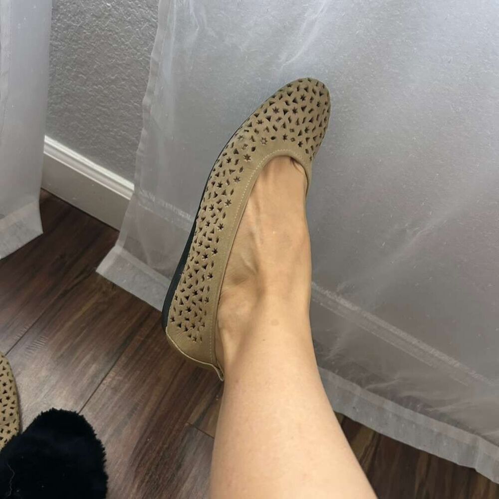 Arche Flats Slip On Made in France Perforated Suede Cutout Shoes 9 - Picture 4 of 5
